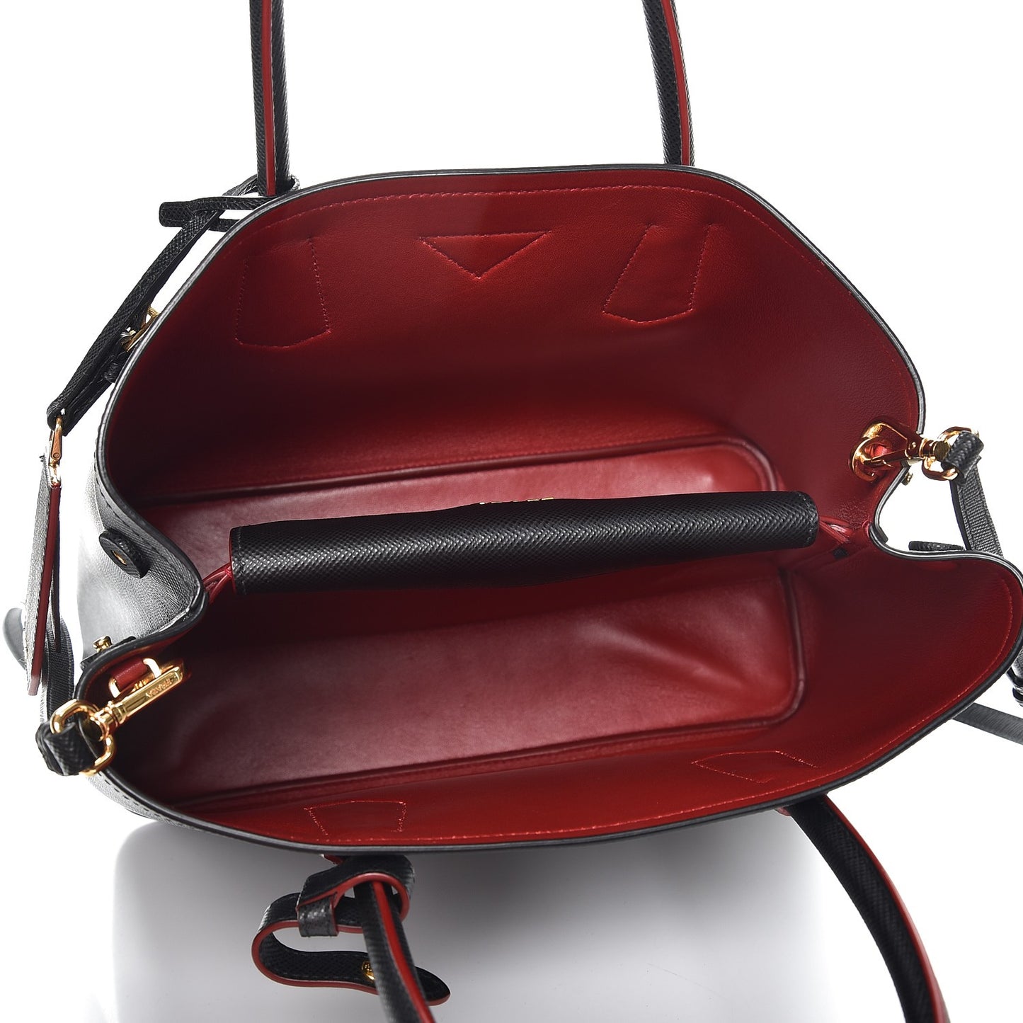 Saffiano Cuir Medium Double Bag Black Fuoco