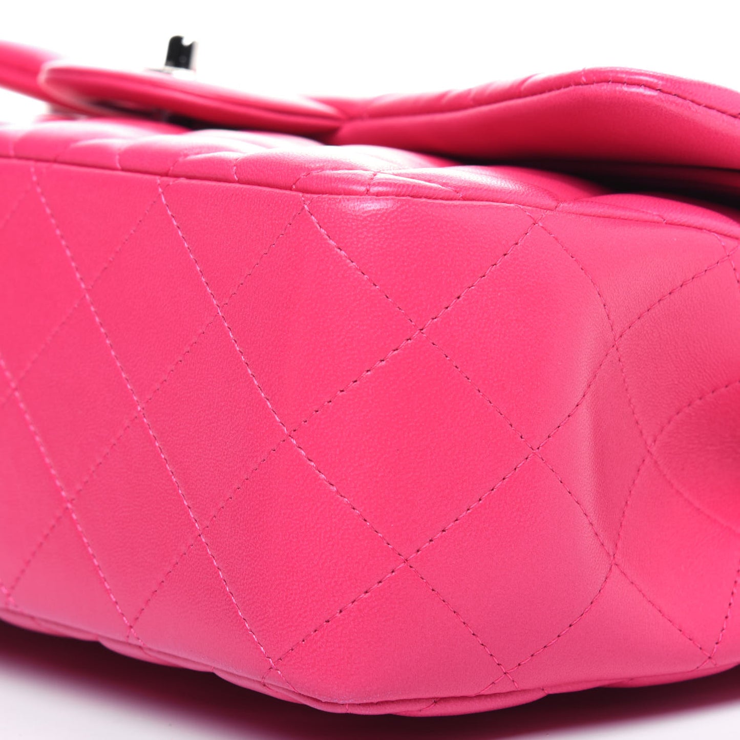 Lambskin Quilted Jumbo Double Flap Dark Pink