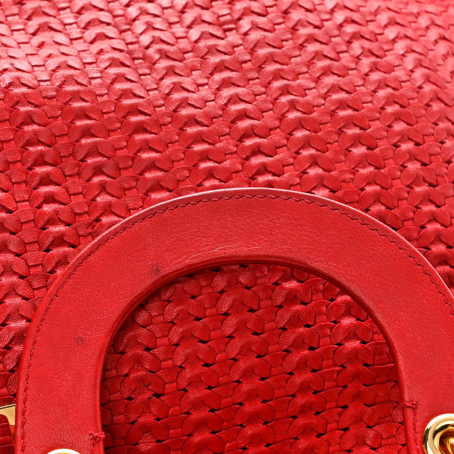 Lambskin Woven Lady Dior Shopping Tote Red