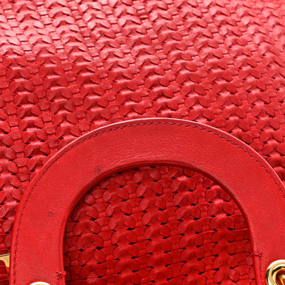 Christian Dior Lambskin Woven Lady Dior Shopping Tote Red 12 of 13