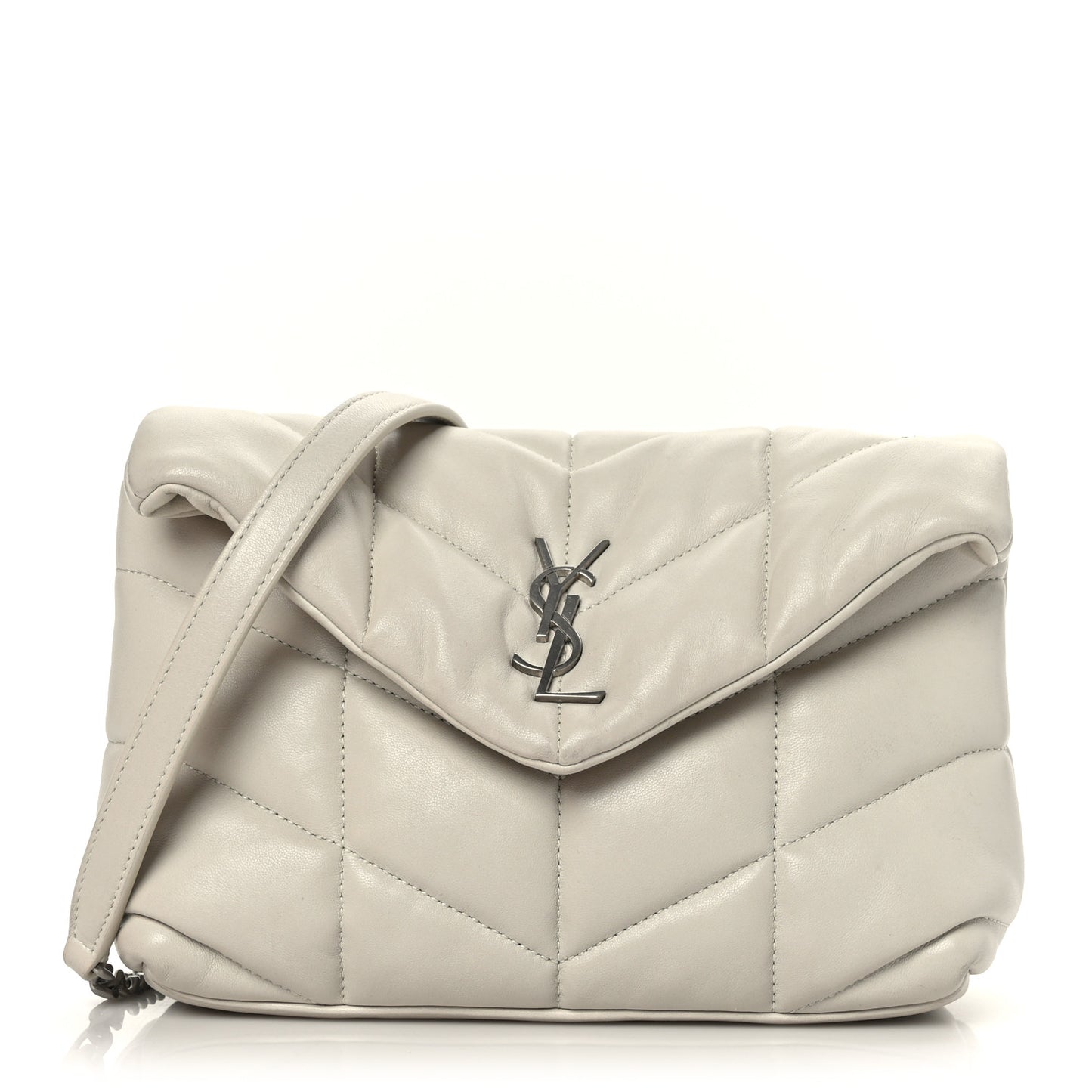 Lambskin Quilted Toy Loulou Puffer Monogram Chain Satchel Crema Soft
