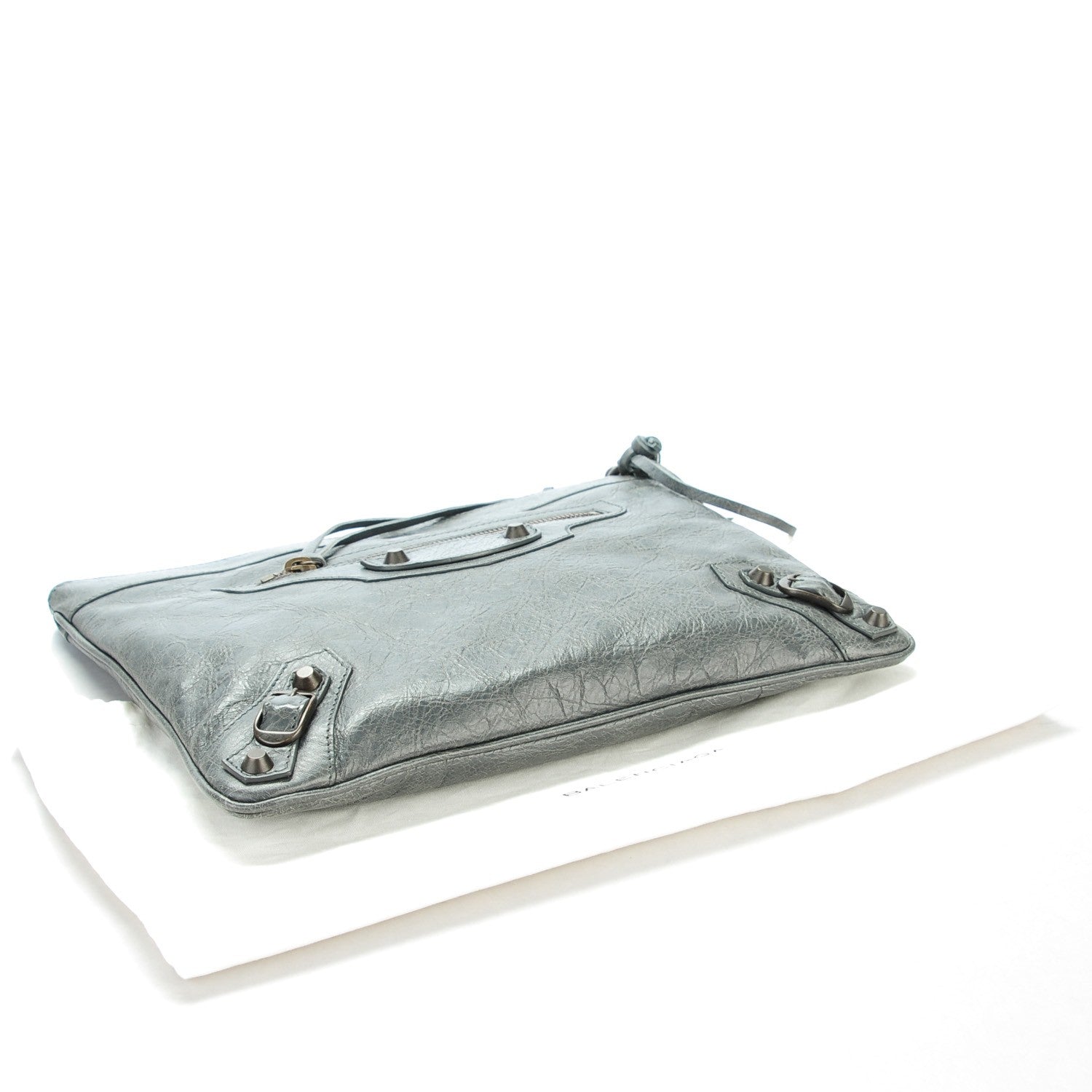 Balenciaga Agneau Classic Hardware Flat Handle Clutch Gris Tarmac 4 of 7