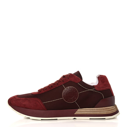 Hermes Technical Canvas Calfskin Womens Drive Sneakers 37.5 Bordeaux 1 of 12