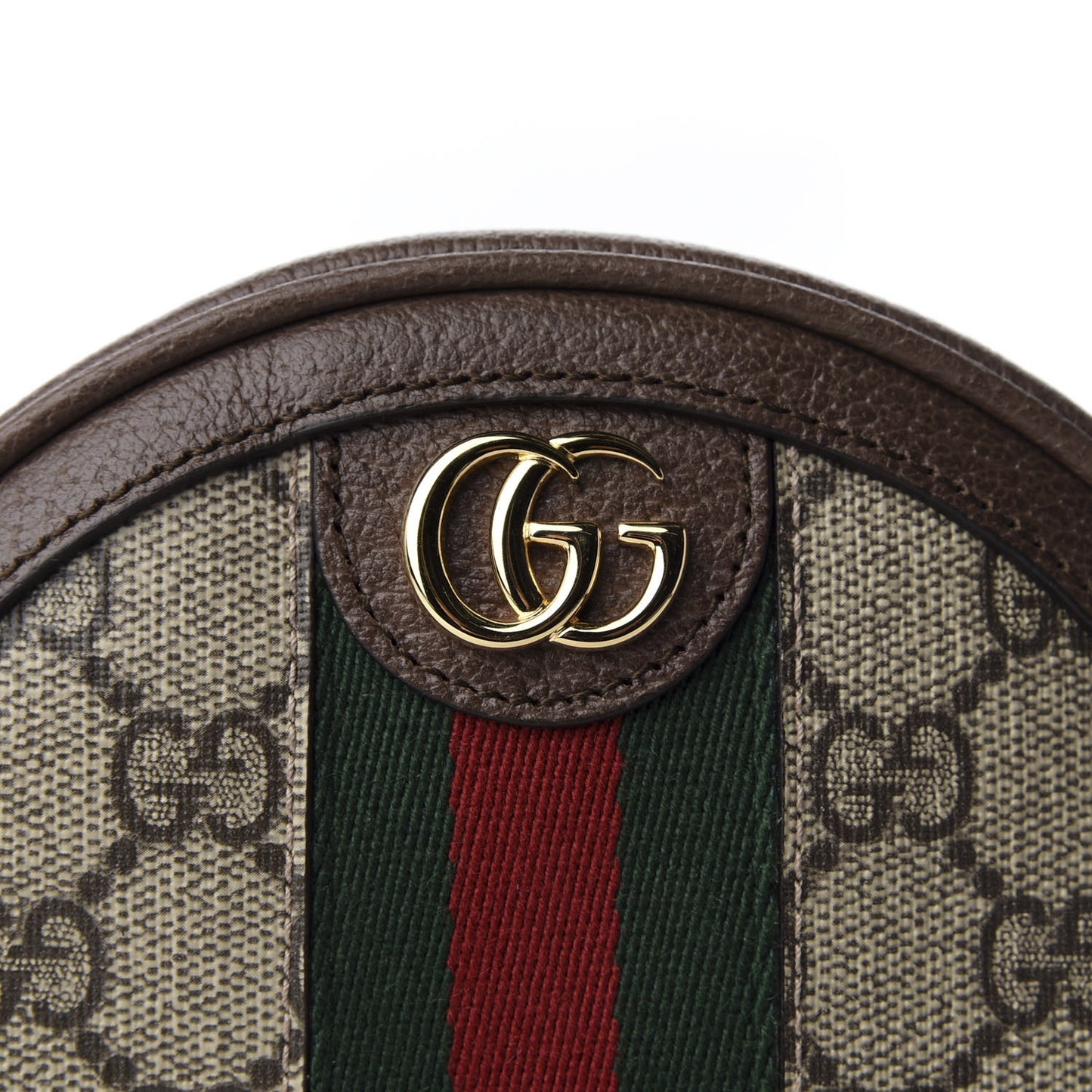 GG Supreme Monogram Web Mini Ophidia Round Backpack Brown