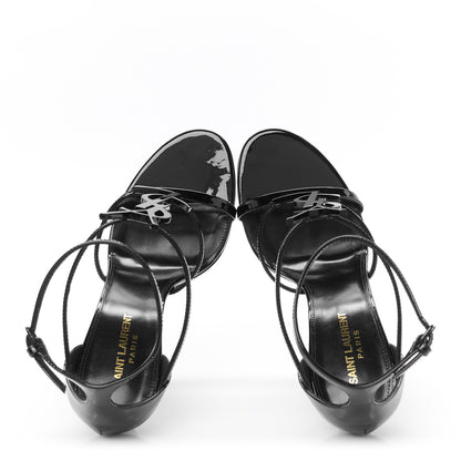Saint Laurent Patent Cassandra 100 Ankle Strap Sandals 40.5 Black 2 of 10