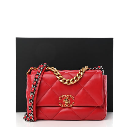 Chanel Lambskin Quilted Medium Chanel 19 Flap Red 10 of 10