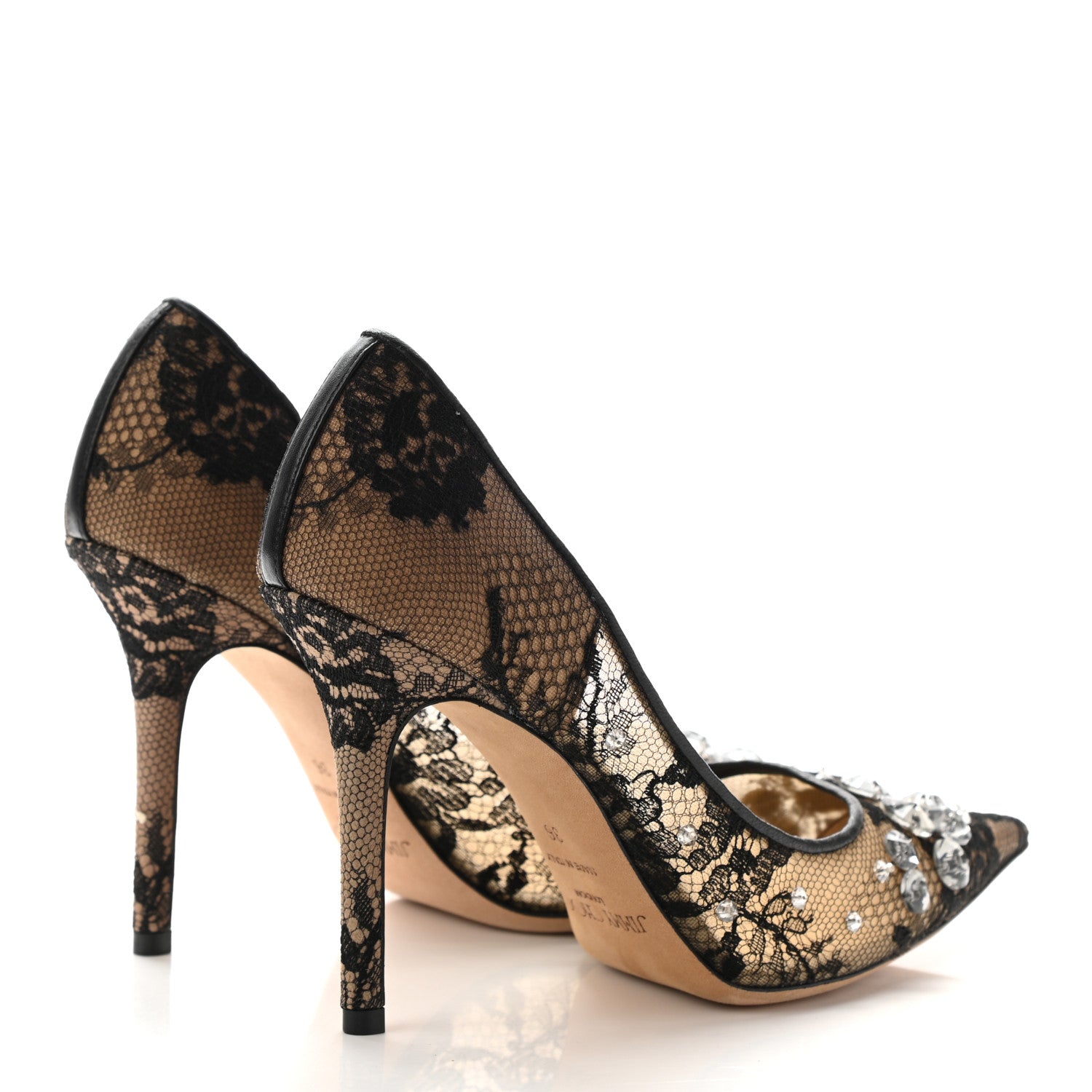 Jimmy Choo Lace Mesh Crystal Lyzo 100 Pumps 36 Black 4 of 11