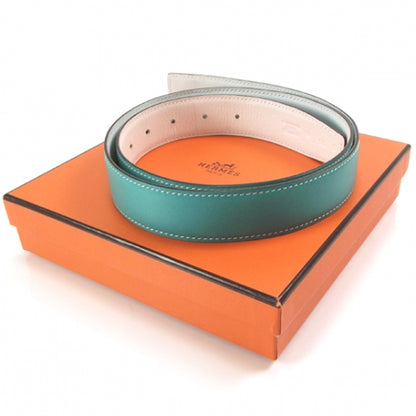 Hermes Swift Chamonix Reversible Belt Strap White/Turquoise 95 3 of 4