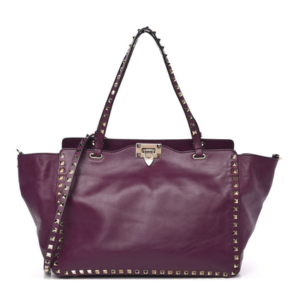 Valentino Garavani Vitello Medium Rockstud Tote Grape 1 of 12