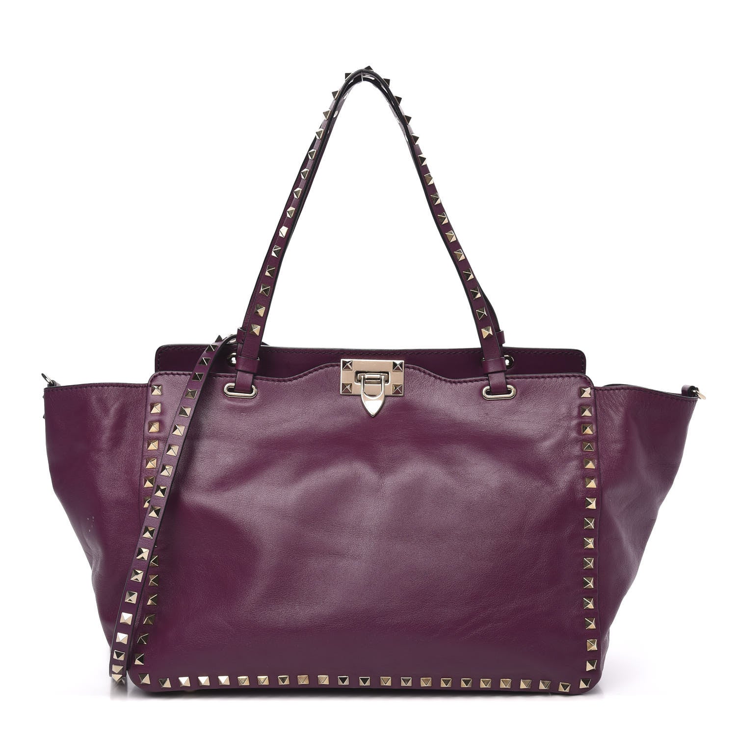 Valentino Garavani Vitello Medium Rockstud Tote Grape 1 of 12