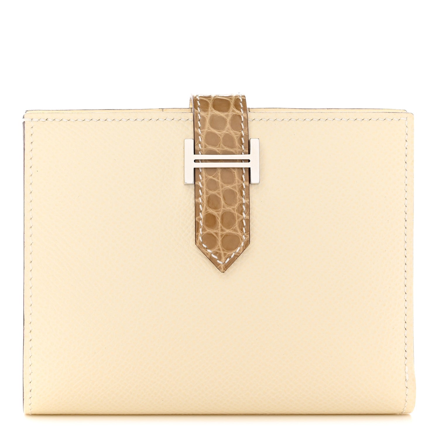 Hermes Epsom Shiny Alligator Bearn Touch Compact Wallet Nata Sable 1 of 11