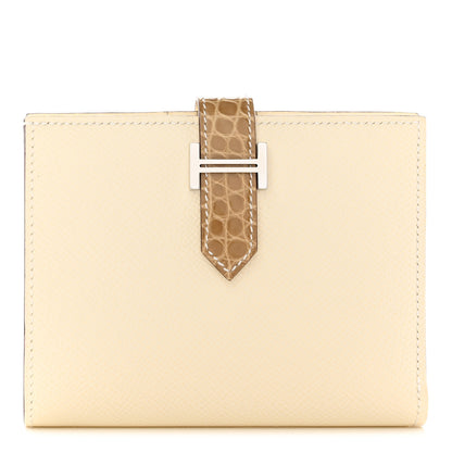 Hermes Epsom Shiny Alligator Bearn Touch Compact Wallet Nata Sable 1 of 11
