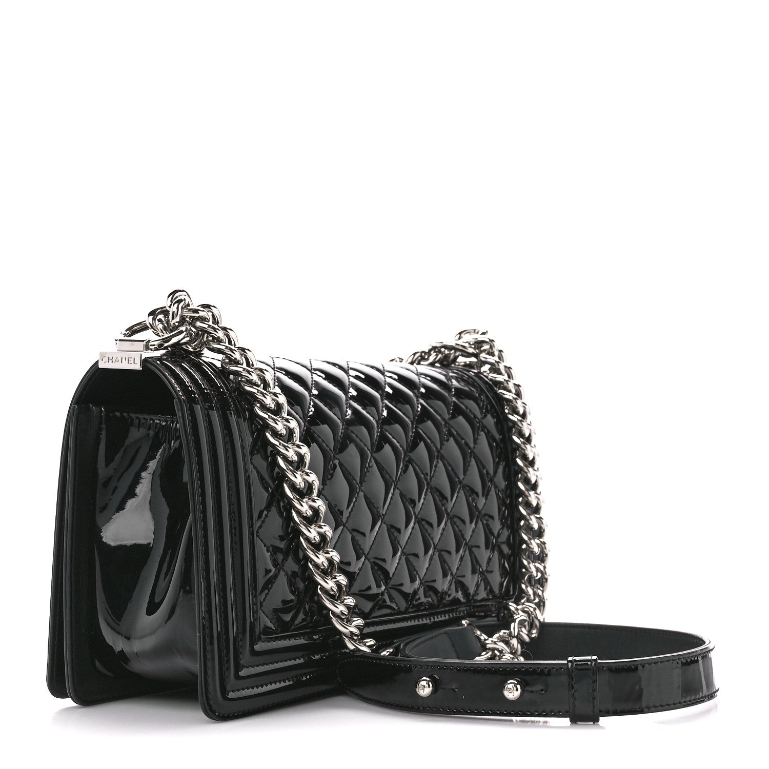 Chanel Patent Calfskin Quilted Medium Plexiglass Boy Flap Black 3 of 10