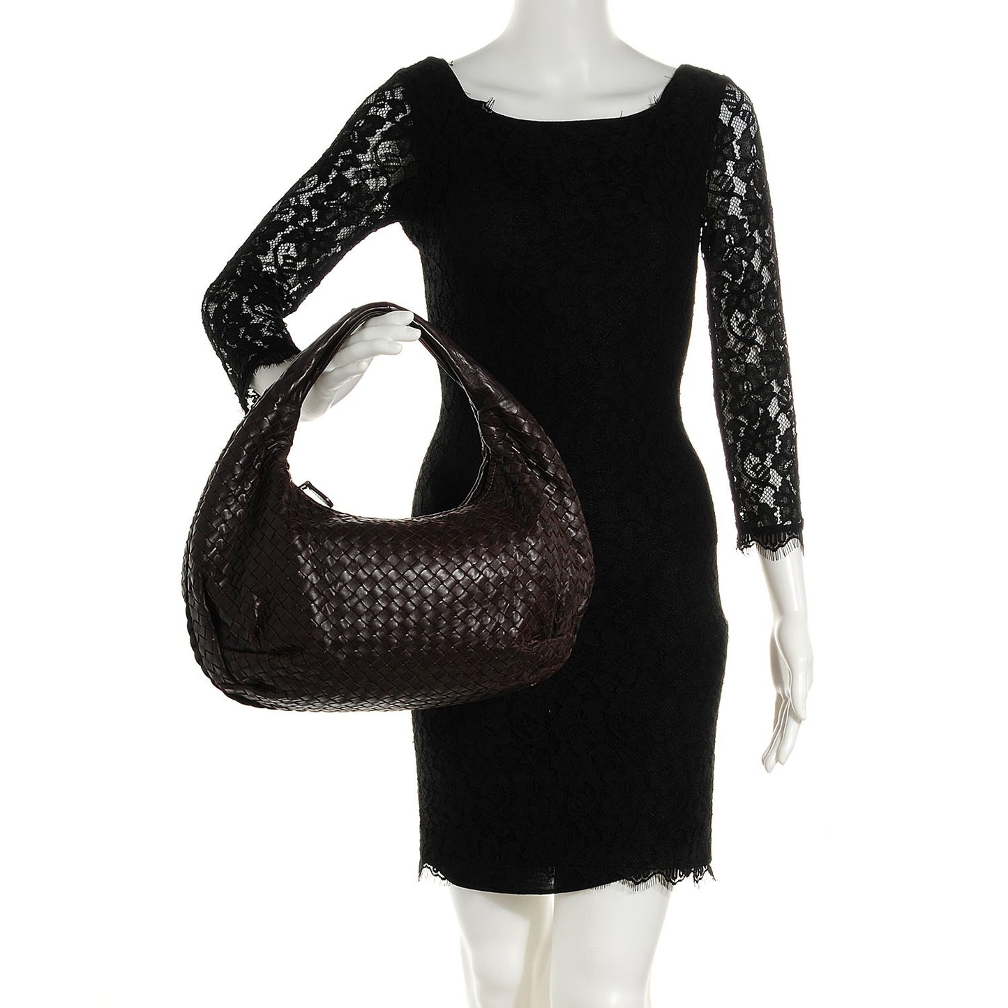 Nappa Intrecciato Medium Belly Veneta Hobo Ebano