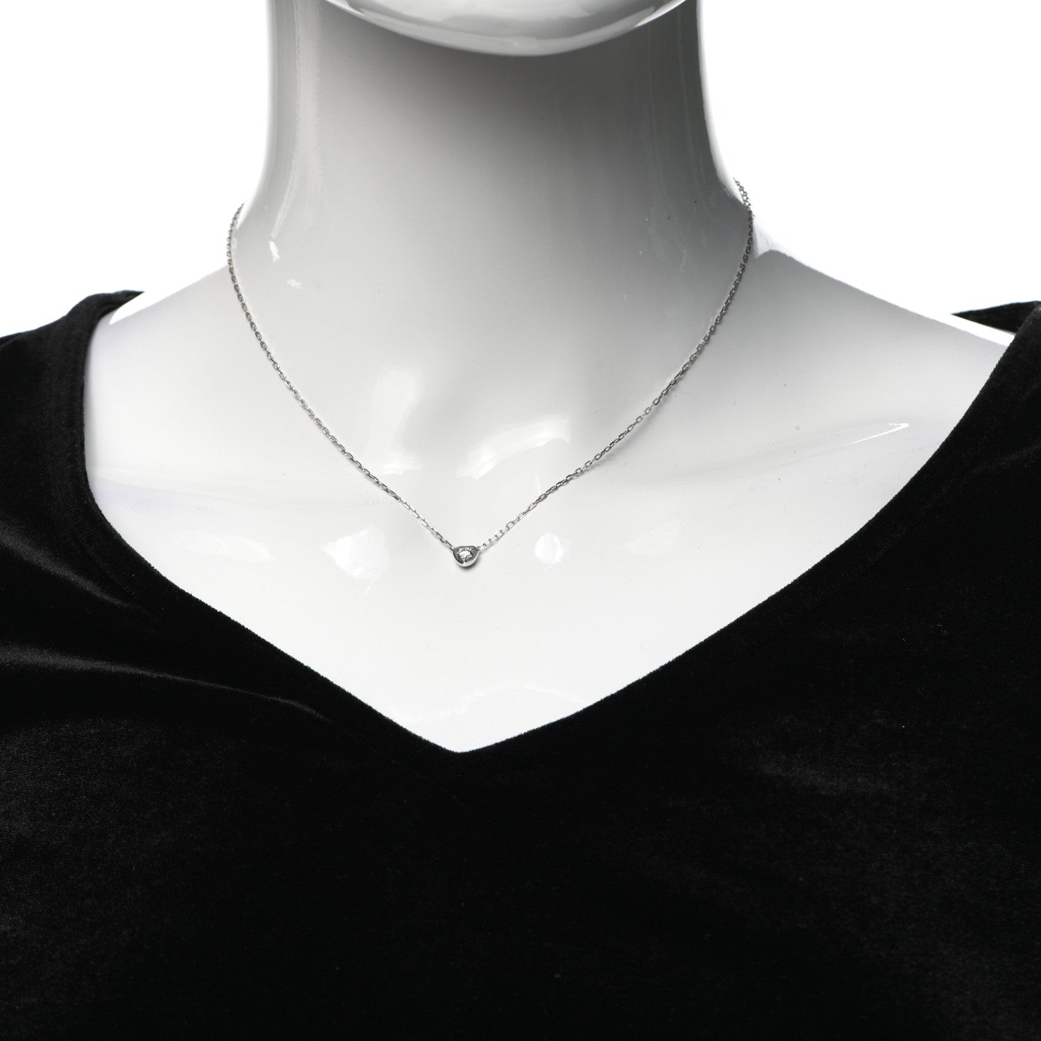 Cartier 18K White Gold Diamond D'Amour Heart Pendant Necklace 2 of 6