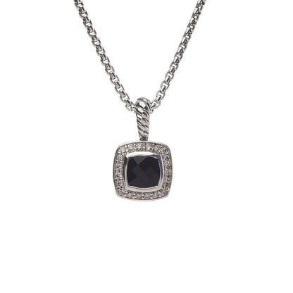 David Yurman Sterling Silver Diamond Black Onyx 7mm Petite Albion Necklace 4 of 6