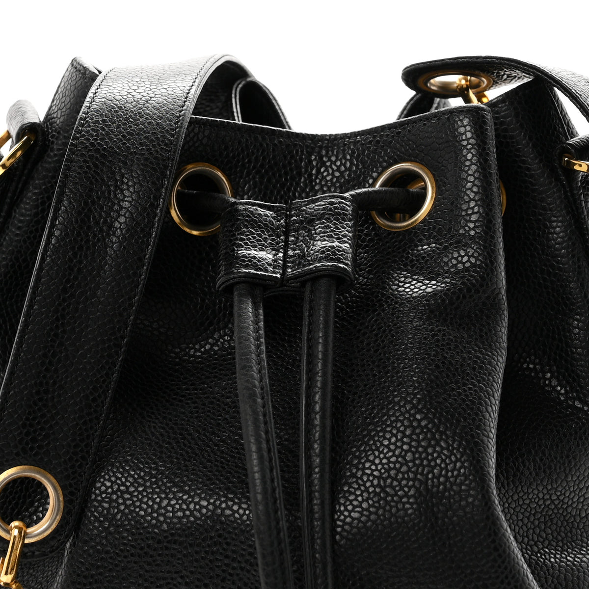Caviar CC Drawstring Shoulder Bag Black