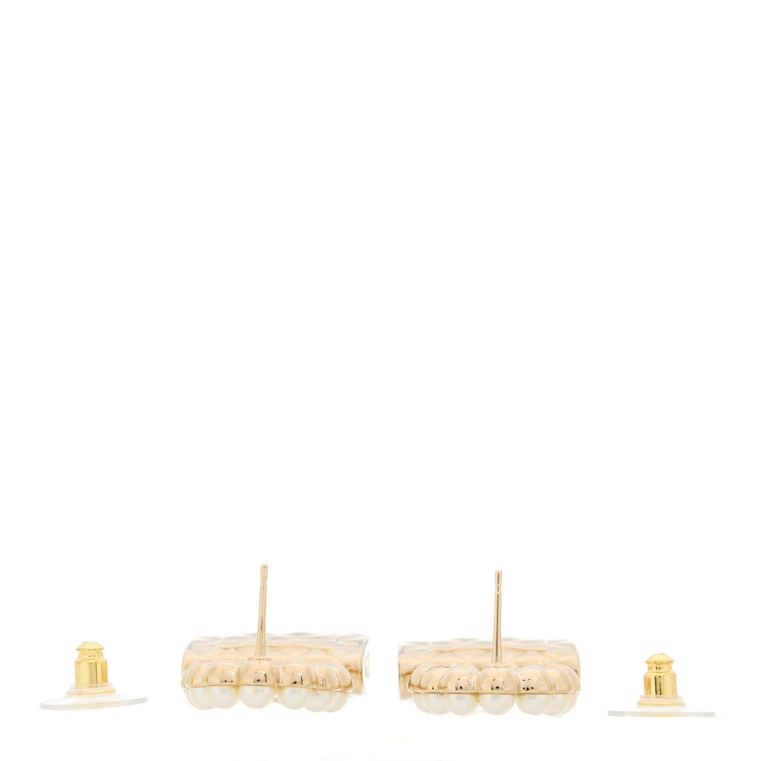 Chanel Pearl Quilted CC Flap Bag Earrings Gold 3 of 5