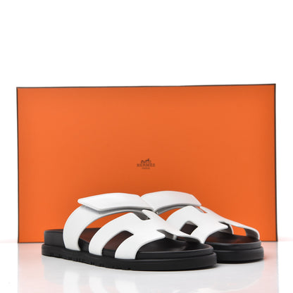 Hermes Calfskin Womens Chypre Sandals 38 White 11 of 11