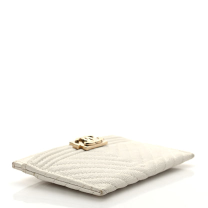 Chanel Caviar Chevron Quilted Boy Card Holder White 3 of 8