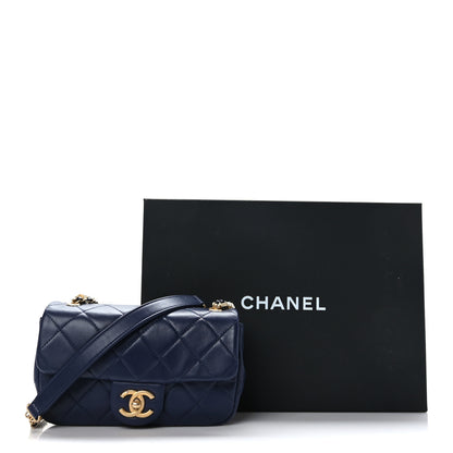Chanel Calfskin Quilted Small Crystal Pearls Flap Bag Blue 10 of 10