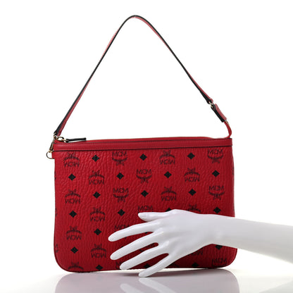 MCM Visetos Liz Shopper Tote Pouch Ruby Red 3 of 7