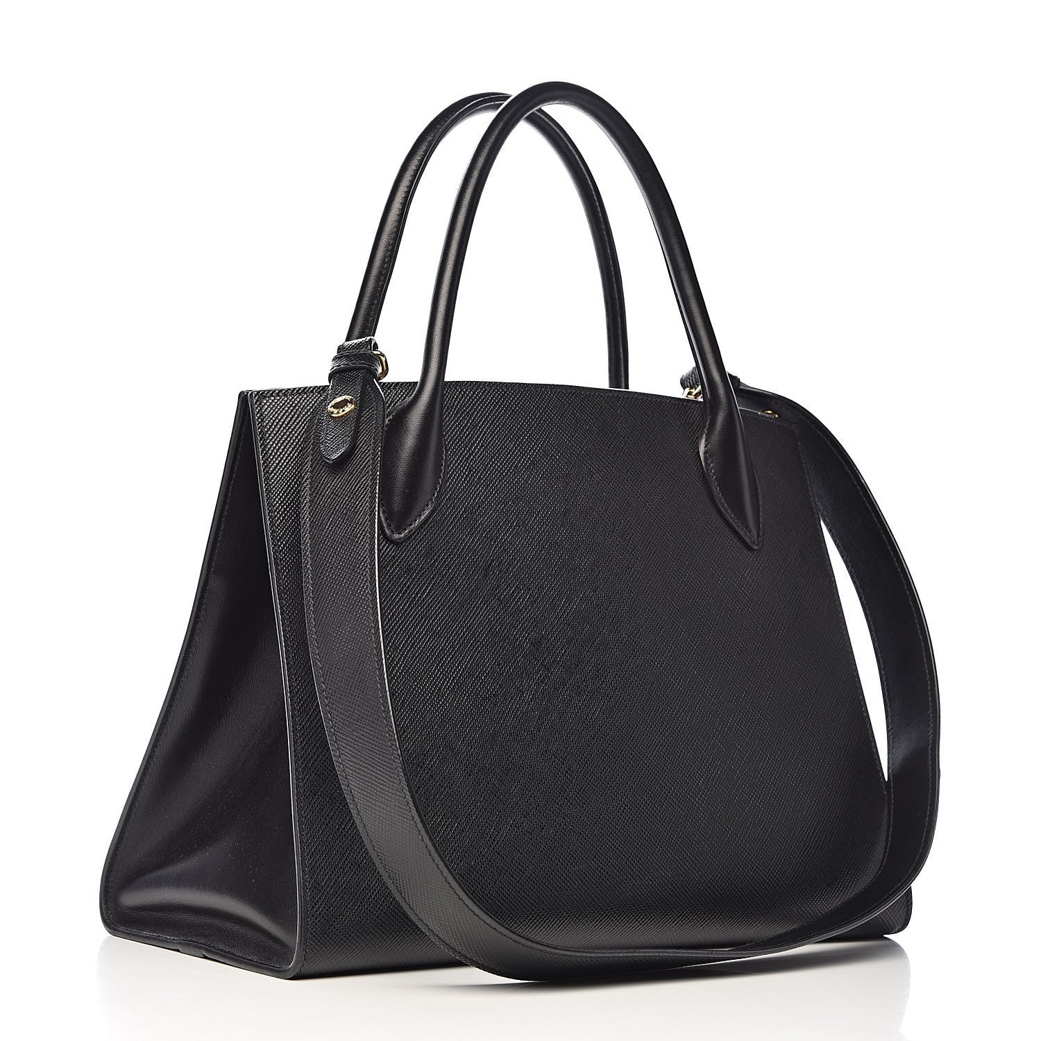 Prada Saffiano Cuir Calfskin Medium Monochrome Top Handle Tote Black 3 of 11