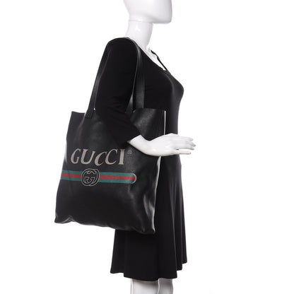 Gucci Calfskin Mens Logo Vertical Shopping Tote Black 2 of 9