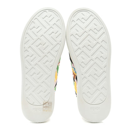 Fendi X SARA COLEMAN Canvas FF Vertigo Embroidered Womens Rise Slip On Sneakers 36 Grezzo Multicolor 5 of 10