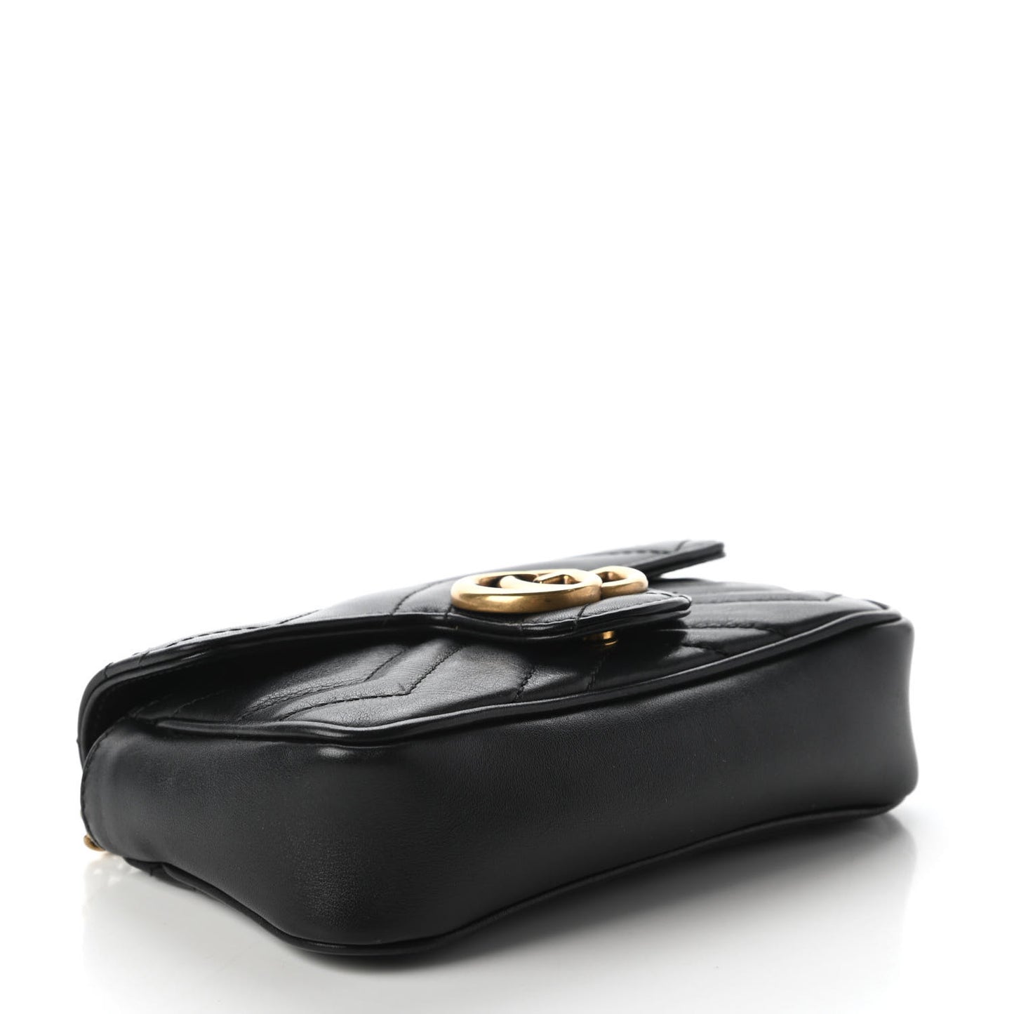 Calfskin Matelasse Super Mini GG Marmont Shoulder Bag Black