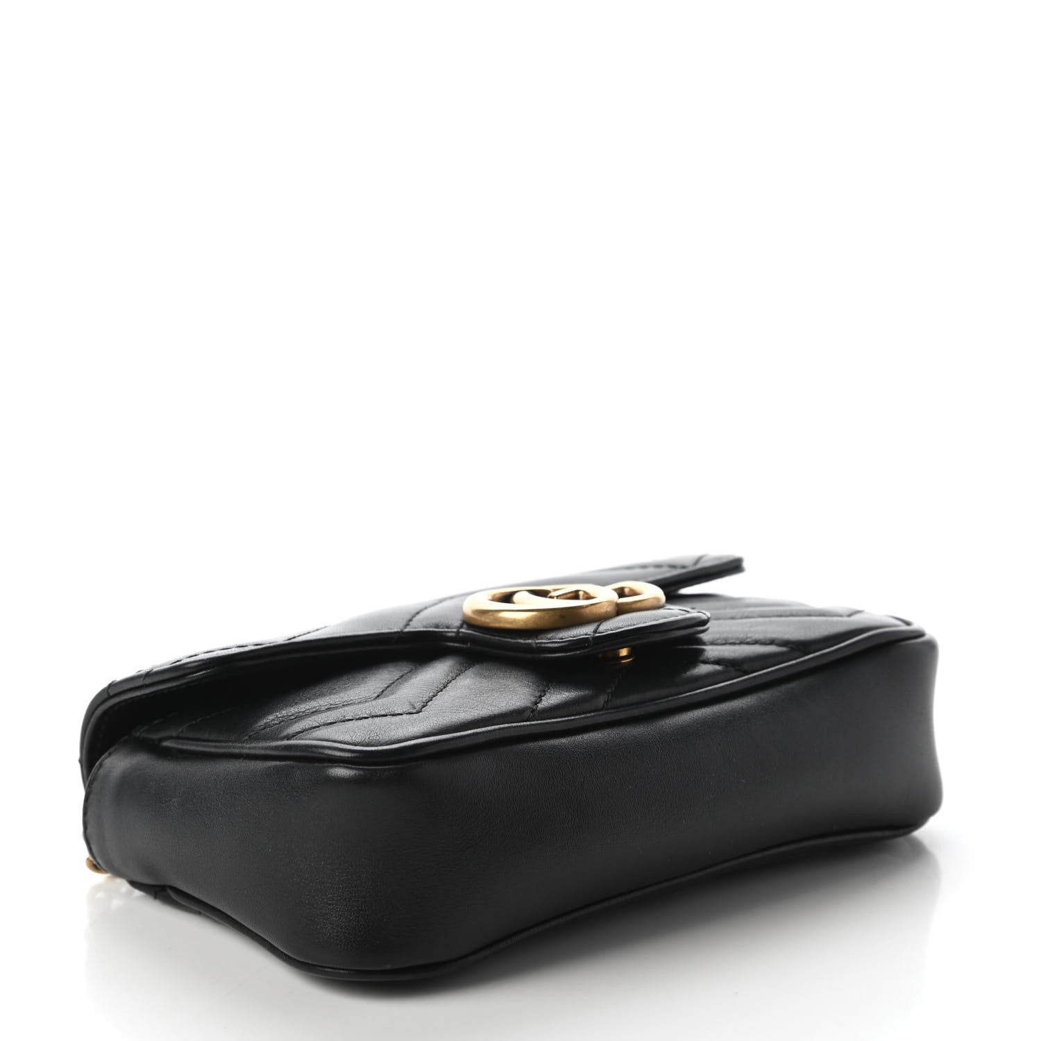 Gucci Calfskin Matelasse Super Mini GG Marmont Shoulder Bag Black 4 of 11