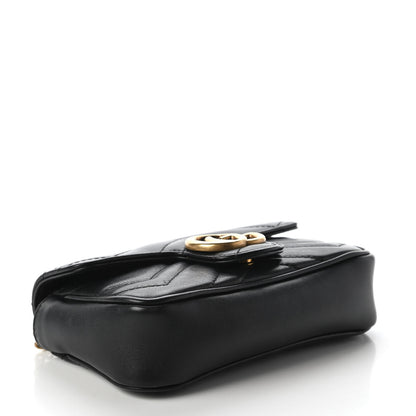 Gucci Calfskin Matelasse Super Mini GG Marmont Shoulder Bag Black 4 of 11