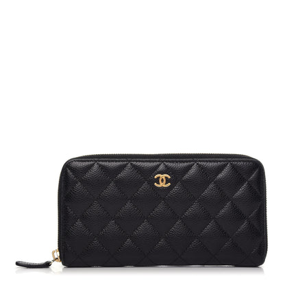 Chanel Caviar Quilted Large Gusset Zip Around Wallet Black 1 of 9