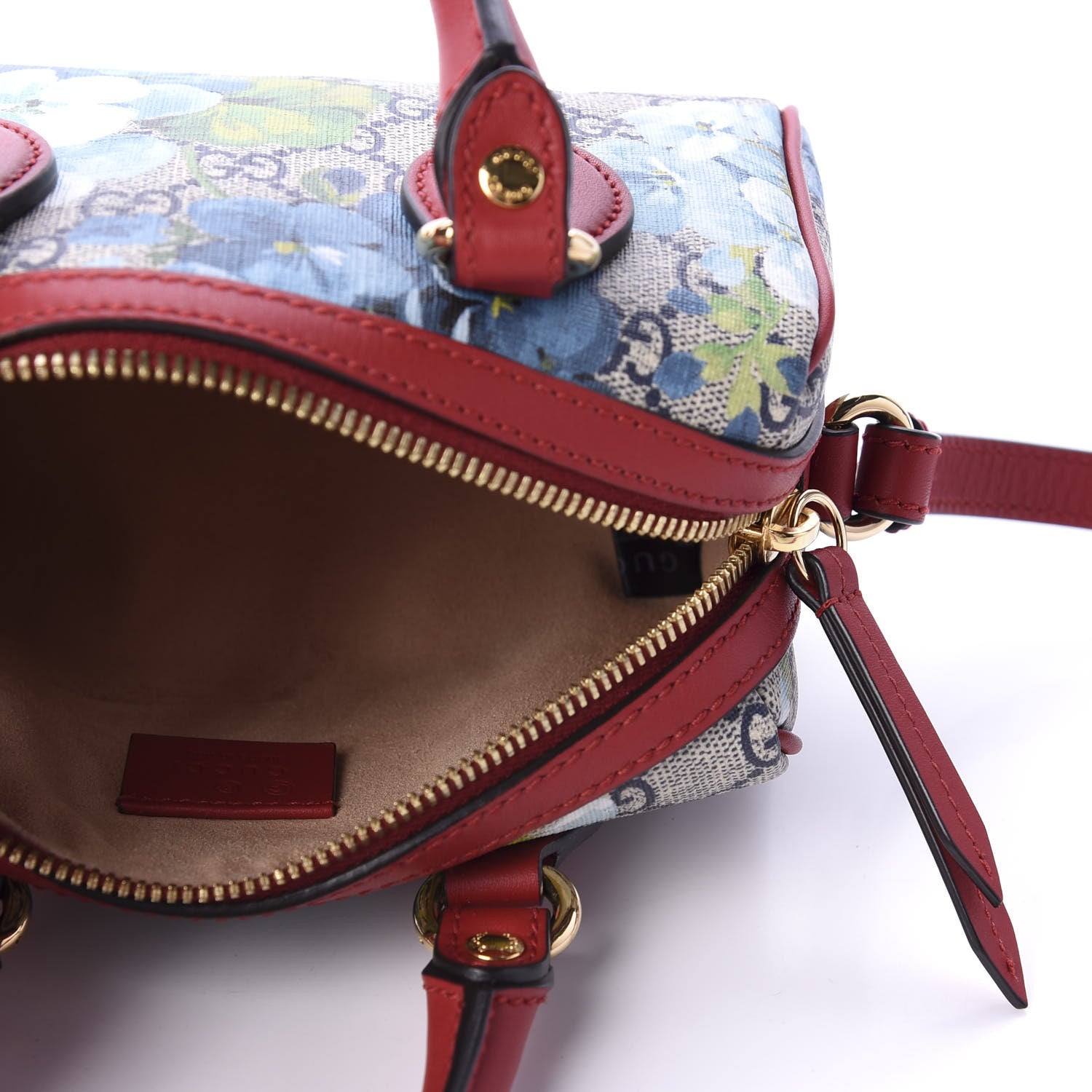 Gucci GG Supreme Monogram Blooms Mini Boston Navy Blue Hibiscus 6 of 12
