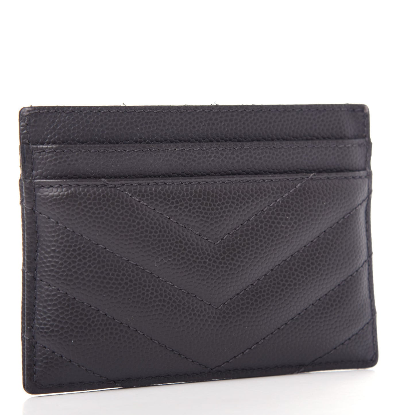 Grain De Poudre Matelasse Chevron Monogram Credit Card Case Coal