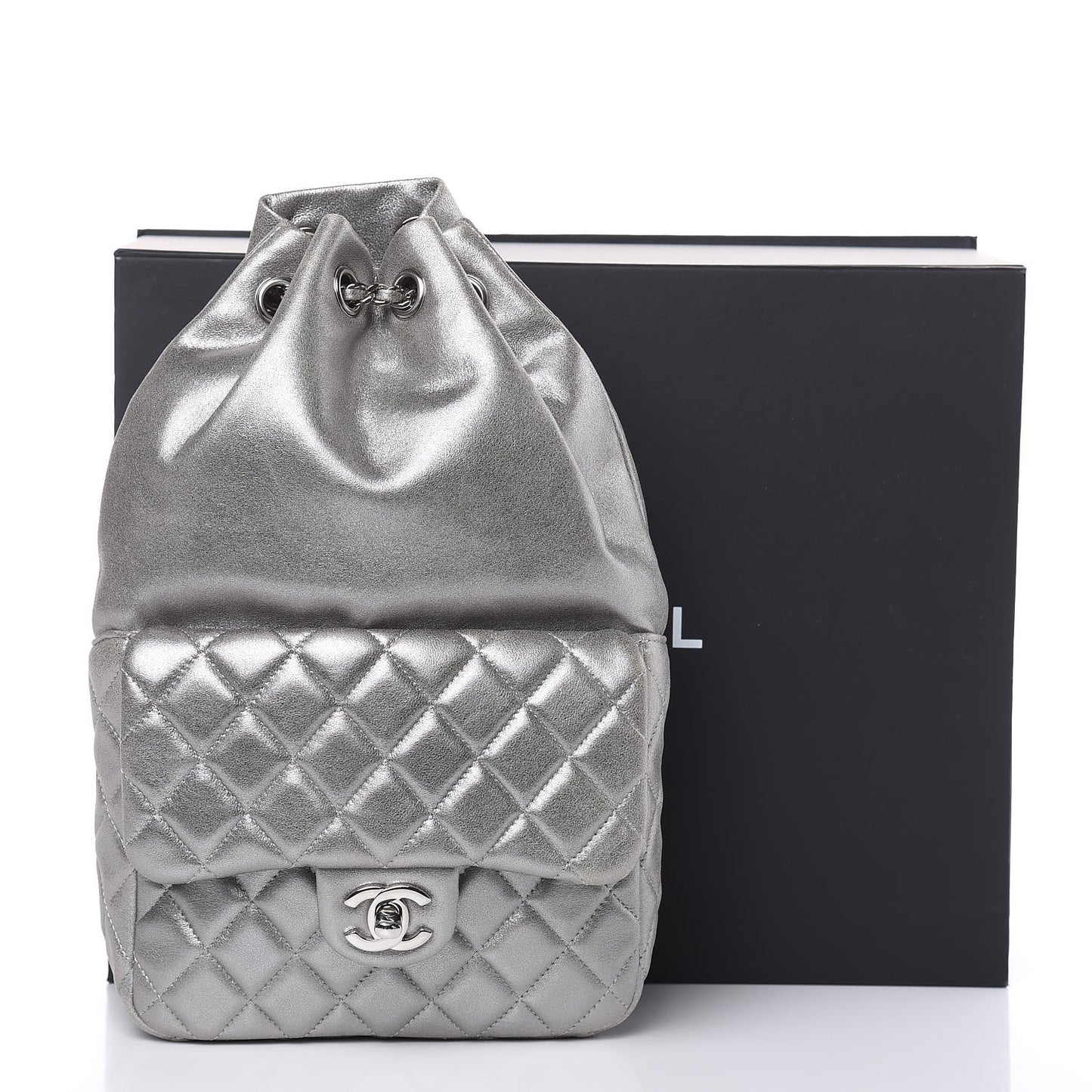 Metallic Lambskin Quilted Small In Seoul Backpack Silver