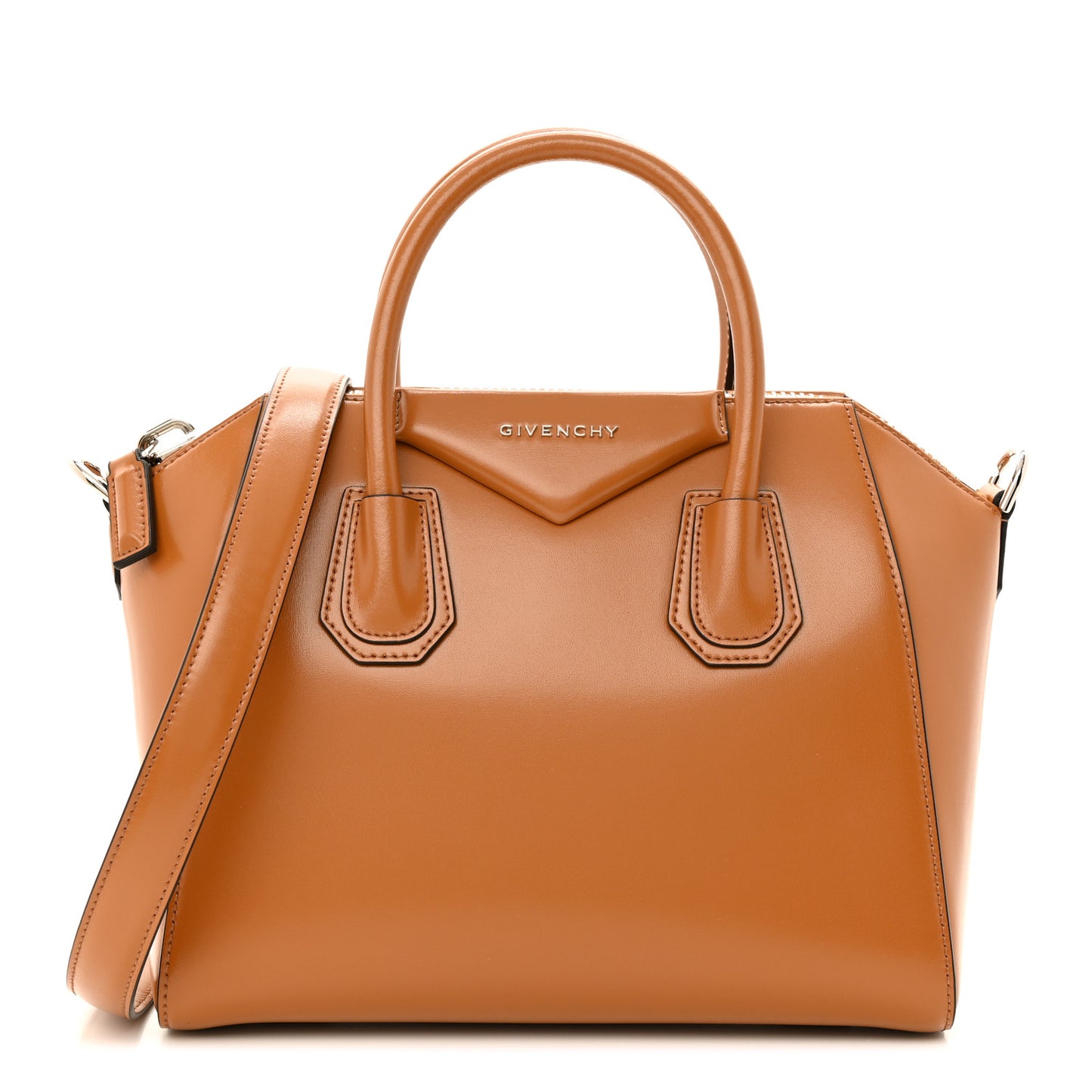 Shiny Lord Calfskin Mini Antigona Camel