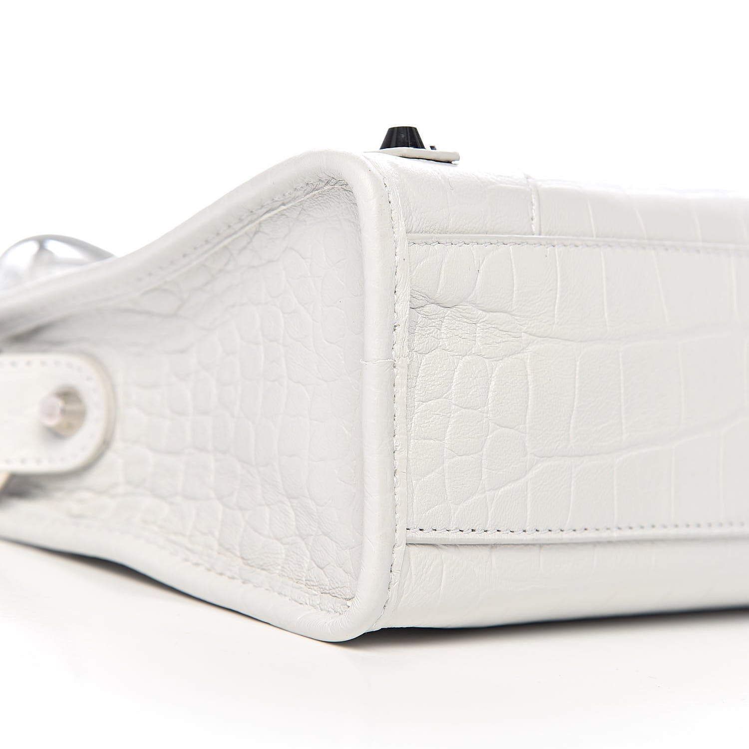 Balenciaga Matte Supple Lambskin Crocodile Embossed Classic Silver Hardware Mini City White 8 of 10