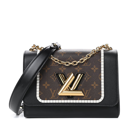 Louis Vuitton Calfskin Monogram Braided Twist Shoulder Bag MM Black 1 of 9
