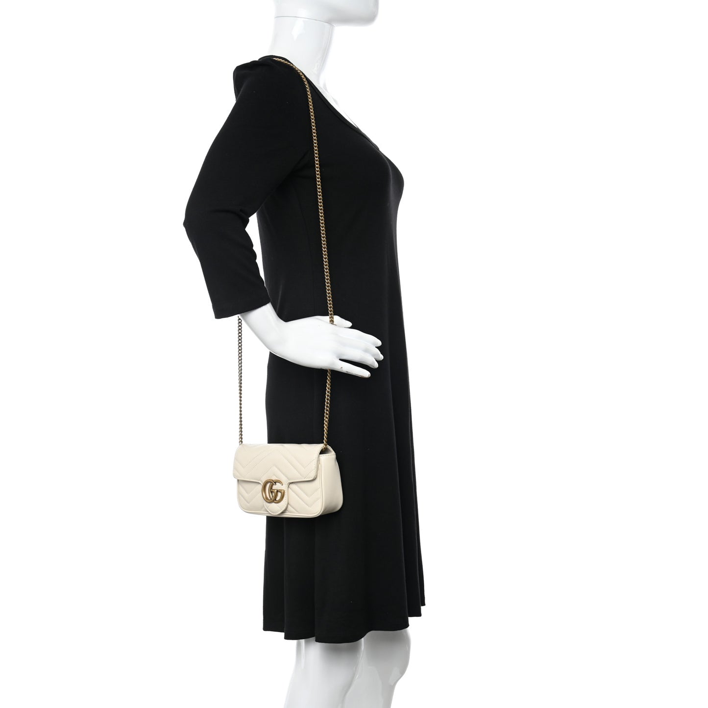 Calfskin Matelasse Super Mini GG Marmont Shoulder Bag White
