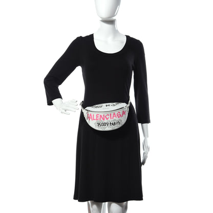 Balenciaga Agneau Arena Graffiti All Over XXS Souvenir Belt Bag White Multicolor 2 of 9