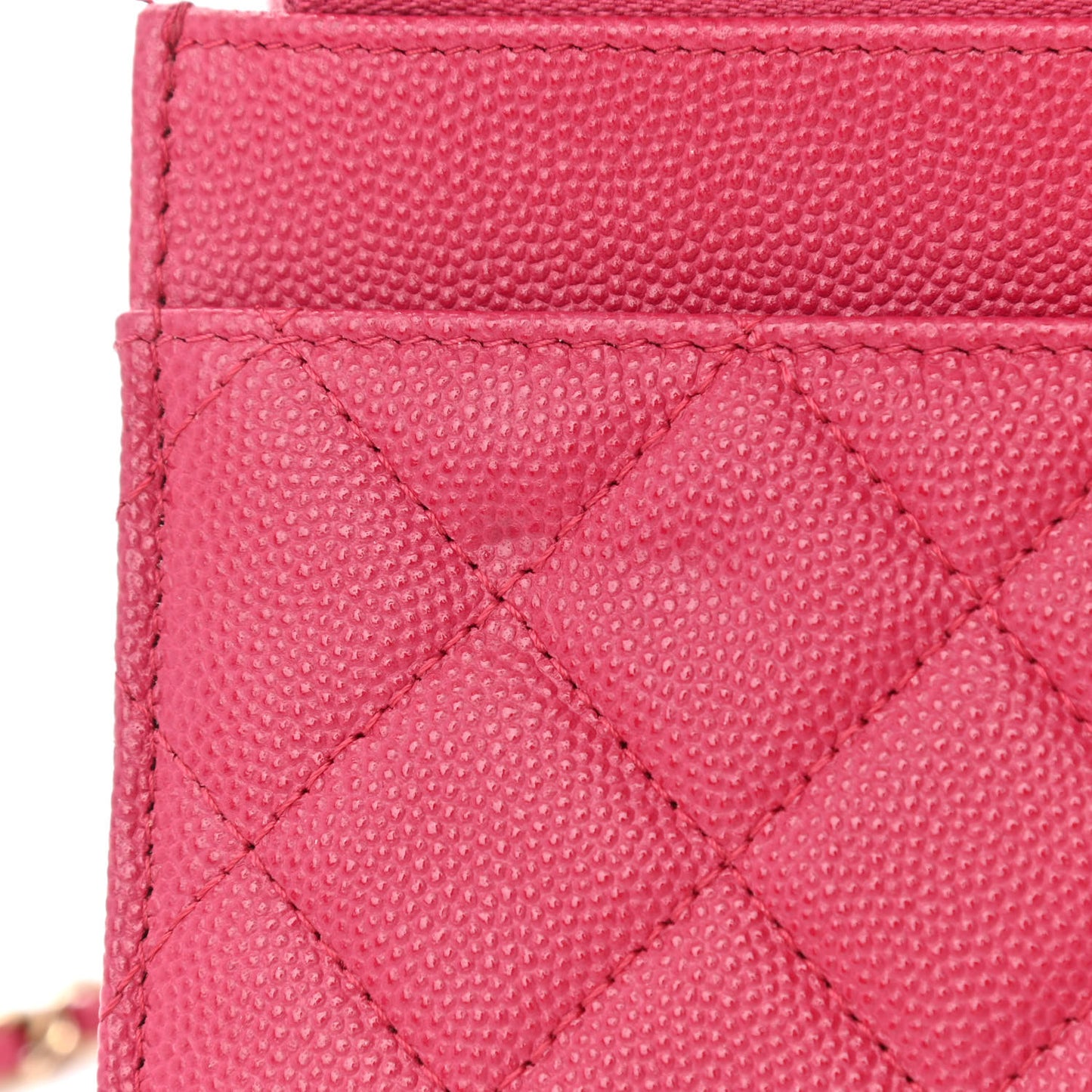 Caviar Quilted Wallet On Chain WOC Dark Pink