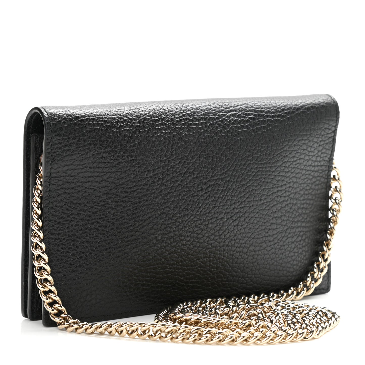 Dollar Calfskin Medium Betty Chain Wallet Black