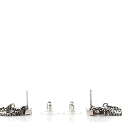 Chanel Crystal Chain CC Earrings Silver 3 of 4