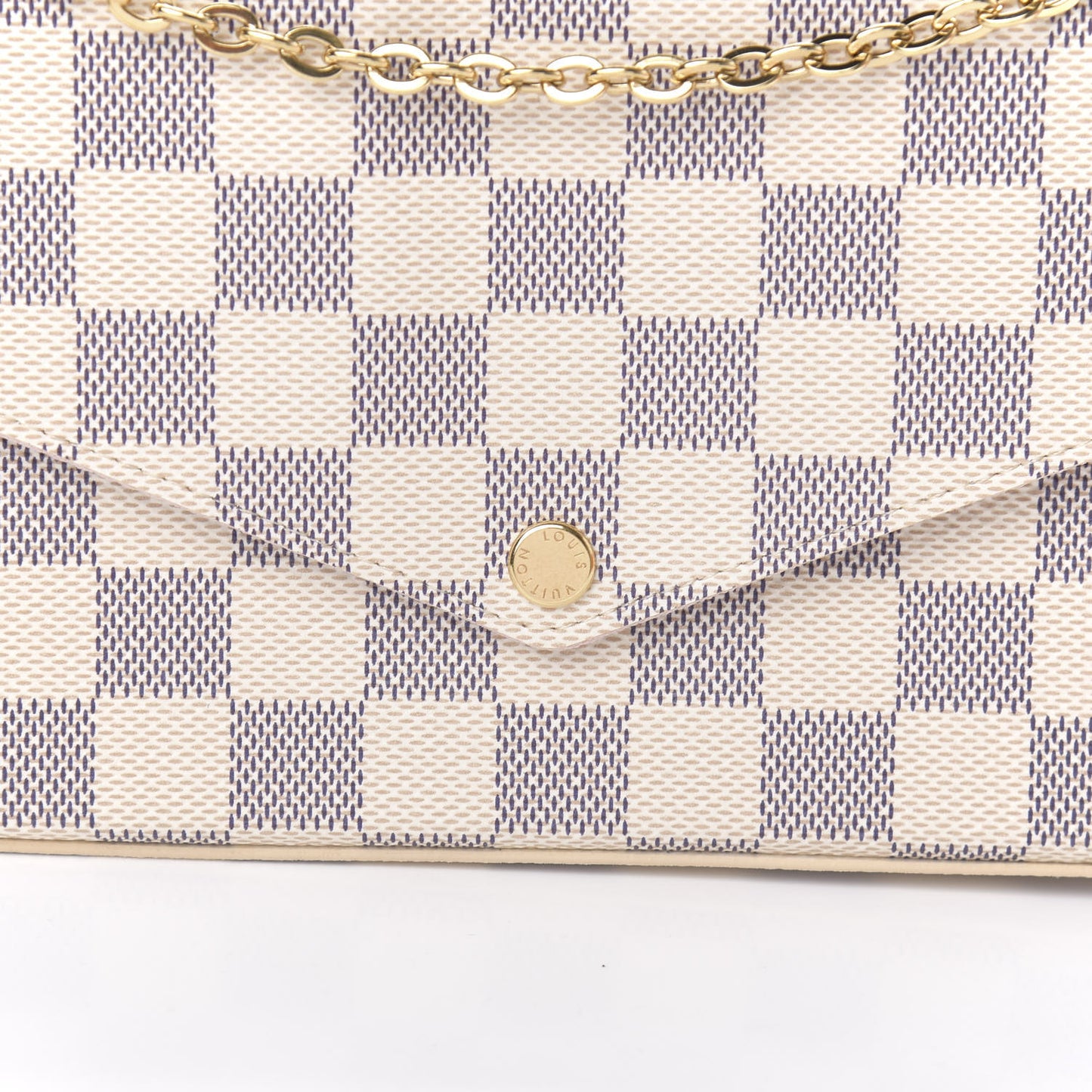 Damier Azur Pochette Felicie Chain Wallet Rose Ballerine