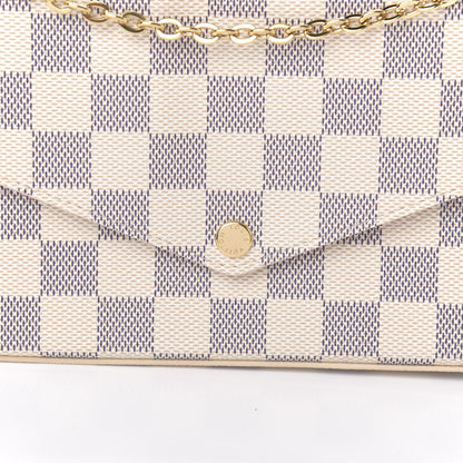Louis Vuitton Damier Azur Pochette Felicie Chain Wallet Rose Ballerine 11 of 12