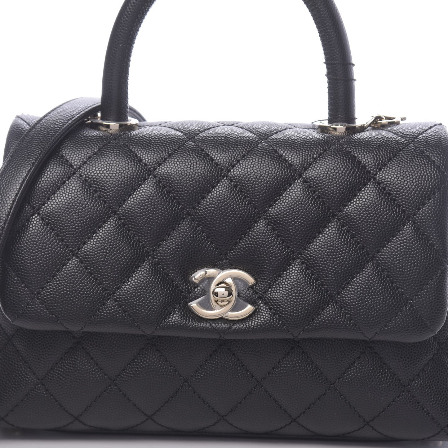 Caviar Quilted Mini Coco Handle Flap Black
