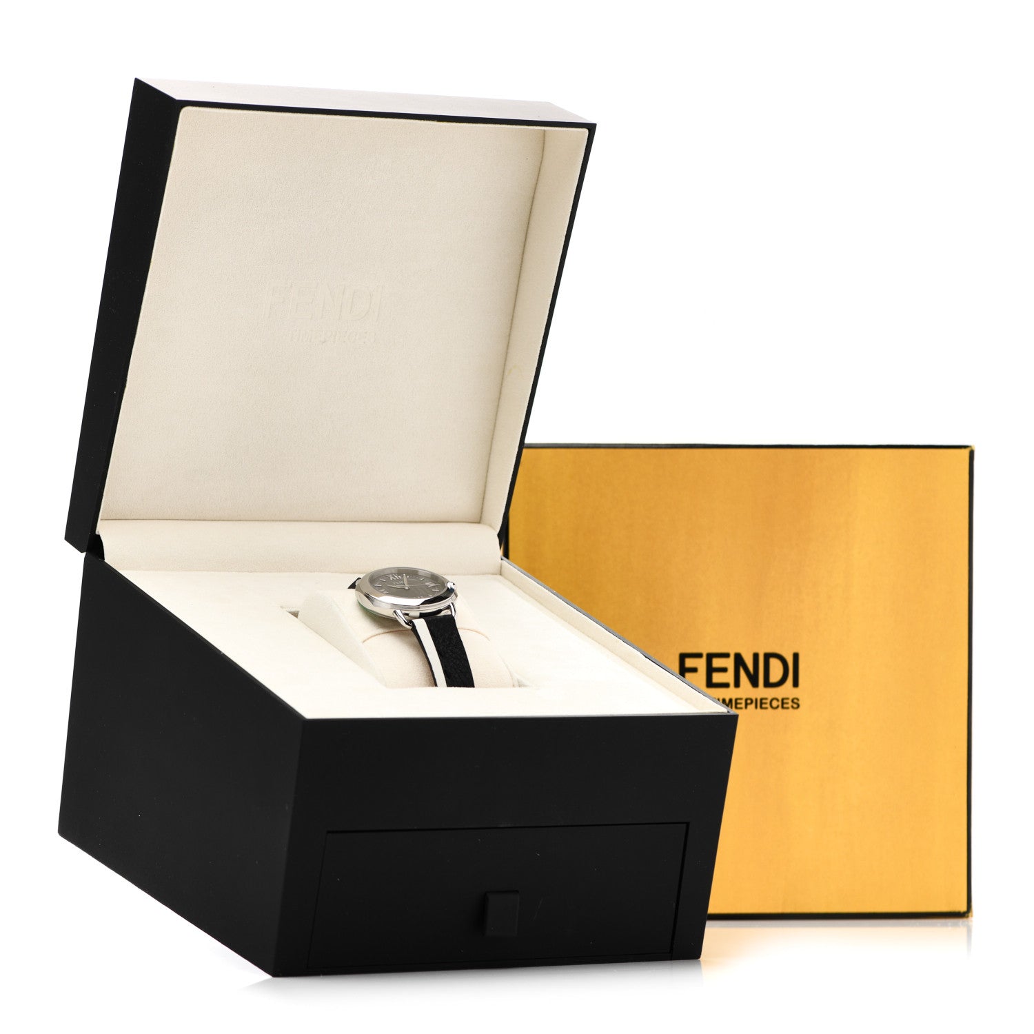 Fendi Stainless Steel Calfskin 38mm Selleria Two Tone Quartz Watch Grey 5 of 5