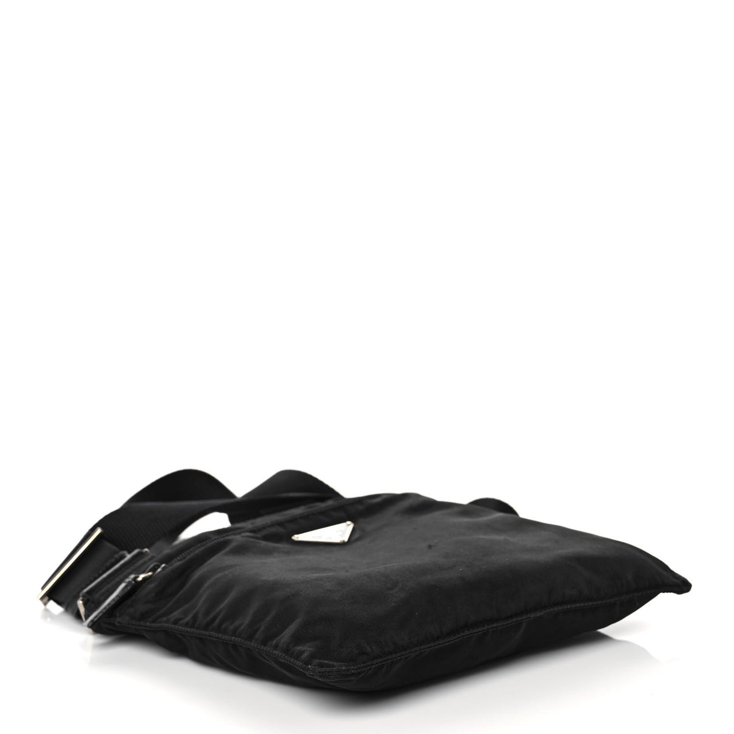 Tessuto Nylon Saffiano Flat Messenger Bag Black