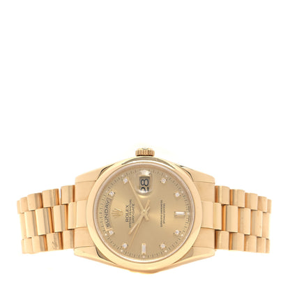 Rolex 18K Yellow Gold Diamond 36mm Oyster Perpetual Day-Date President Watch Champagne 118208 2 of 5
